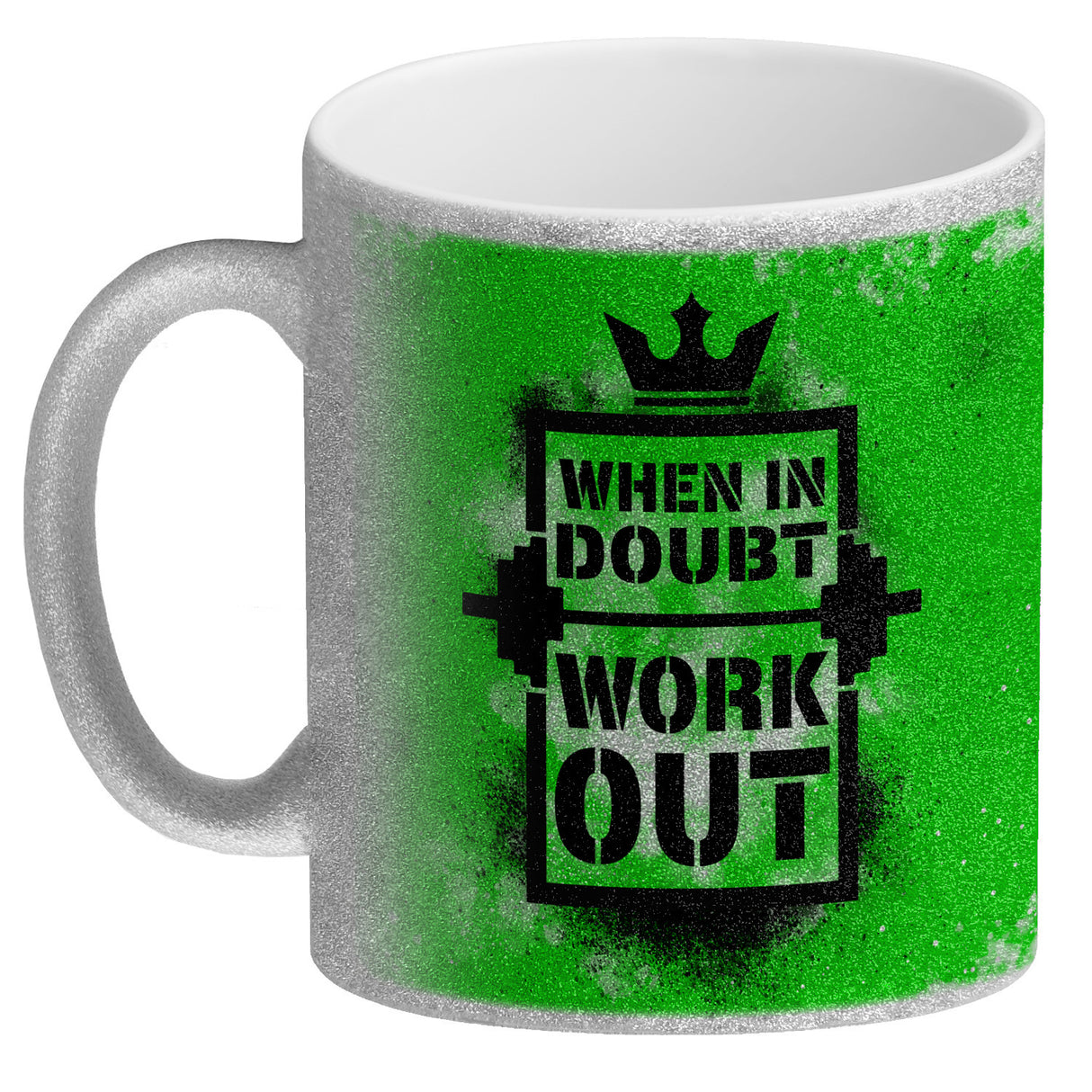 When in doubt Work out Kaffeebecher mit motivierendem Spruch in {Gelb}