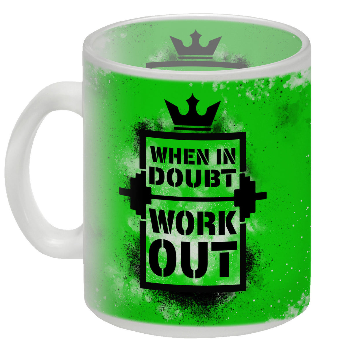 When in doubt Work out Kaffeebecher mit motivierendem Spruch in {Gelb}