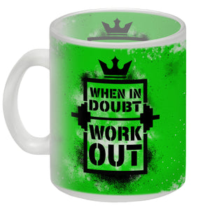 When in doubt Work out Kaffeebecher mit motivierendem Spruch in {Gelb}