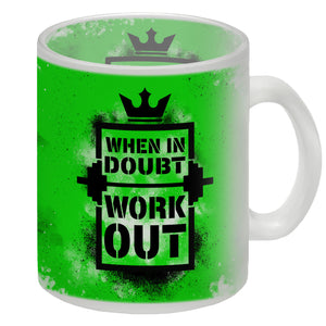 When in doubt Work out Kaffeebecher mit motivierendem Spruch in {Gelb}