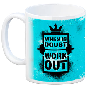When in doubt Work out Kaffeebecher mit motivierendem Spruch in {Gelb}