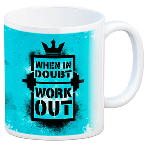 When in doubt Work out Kaffeebecher mit motivierendem Spruch in {Gelb}