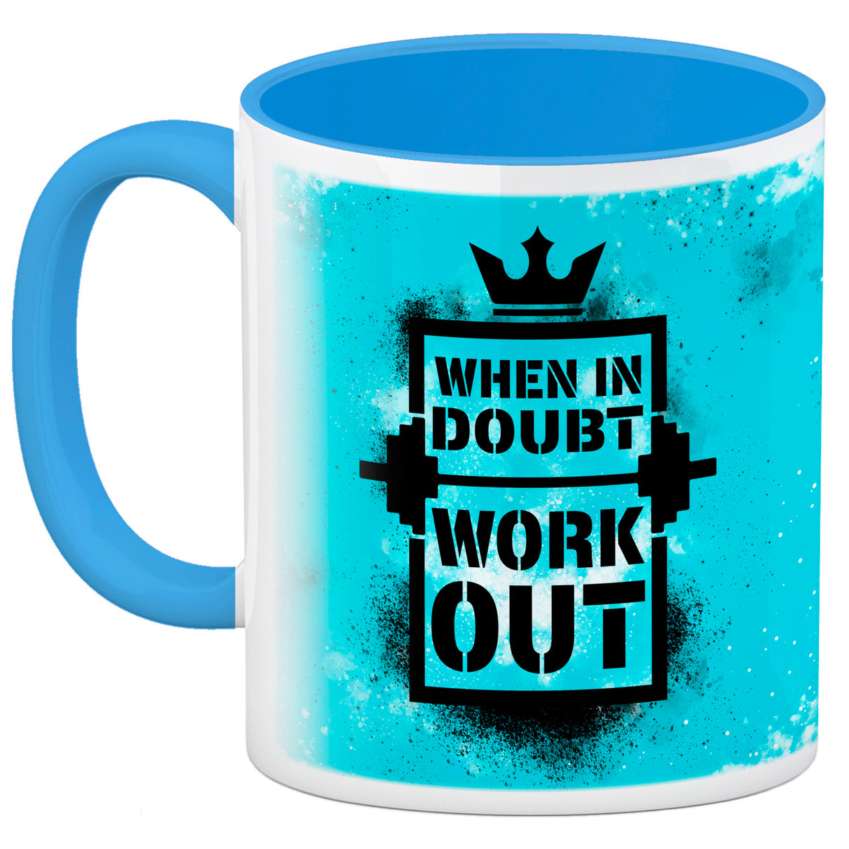 When in doubt Work out Kaffeebecher mit motivierendem Spruch in {Gelb}
