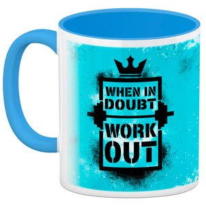 When in doubt Work out Kaffeebecher mit motivierendem Spruch in {Gelb}