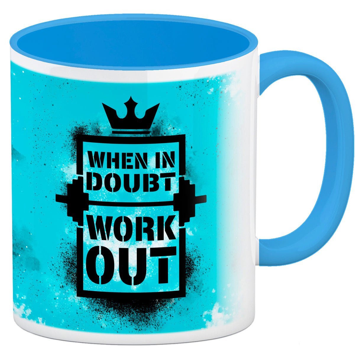 When in doubt Work out Kaffeebecher mit motivierendem Spruch in {Gelb}