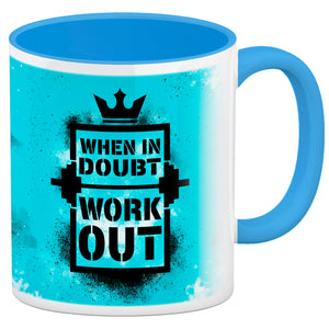 When in doubt Work out Kaffeebecher mit motivierendem Spruch in {Gelb}