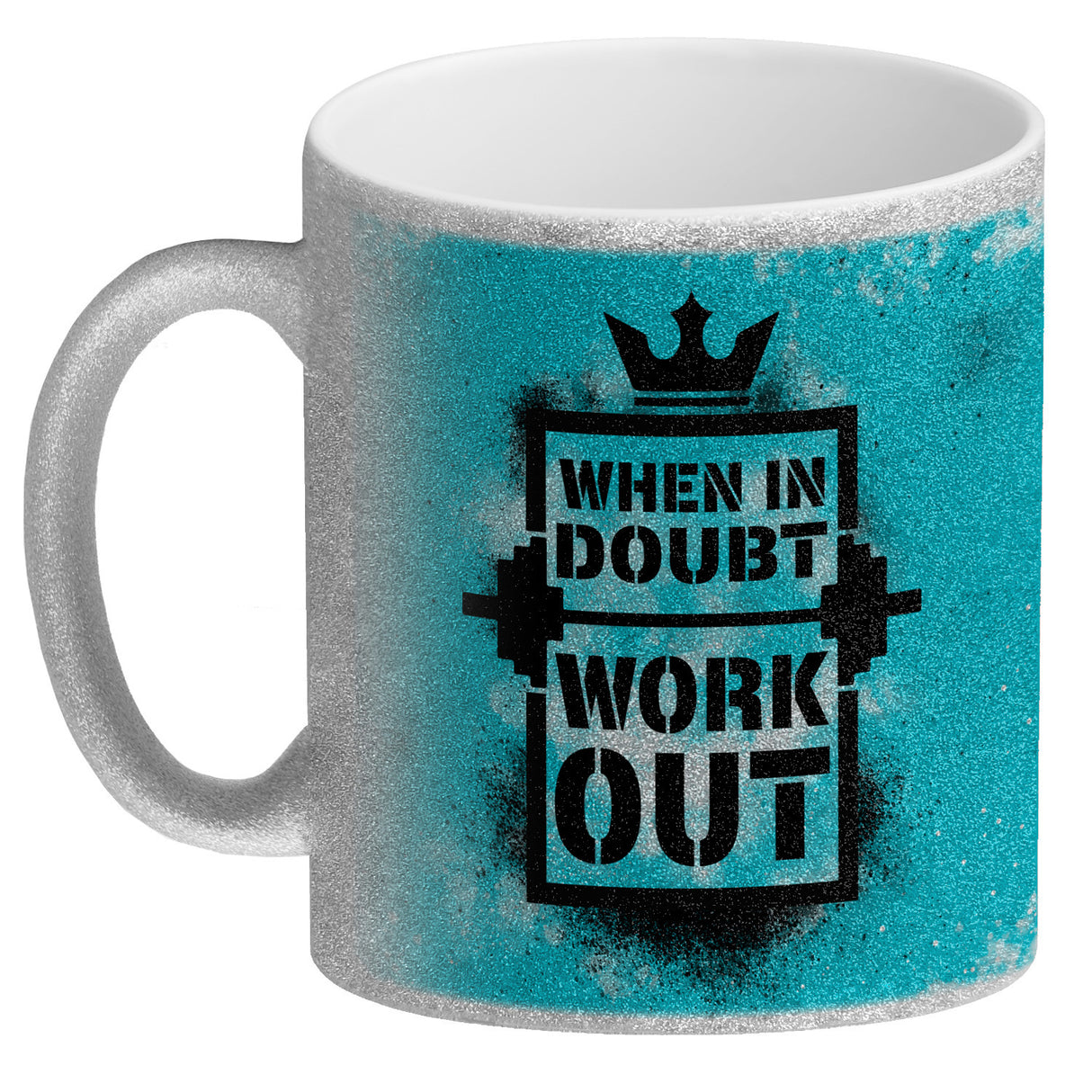 When in doubt Work out Kaffeebecher mit motivierendem Spruch in {Gelb}
