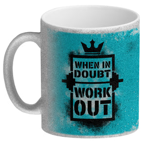 When in doubt Work out Kaffeebecher mit motivierendem Spruch in {Gelb}