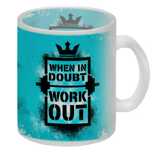 When in doubt Work out Kaffeebecher mit motivierendem Spruch in {Gelb}