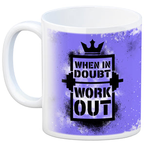 When in doubt Work out Kaffeebecher mit motivierendem Spruch in {Gelb}