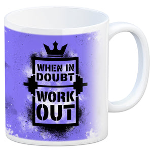 When in doubt Work out Kaffeebecher mit motivierendem Spruch in {Gelb}