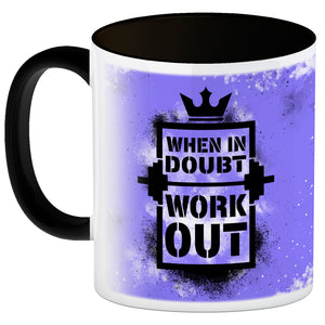When in doubt Work out Kaffeebecher mit motivierendem Spruch in {Gelb}