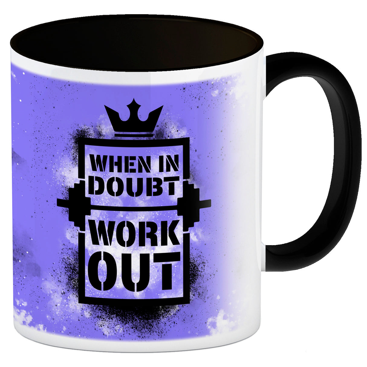 When in doubt Work out Kaffeebecher mit motivierendem Spruch in {Gelb}