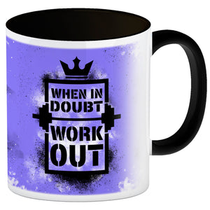When in doubt Work out Kaffeebecher mit motivierendem Spruch in {Gelb}