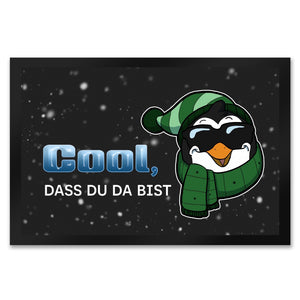 Cool, dass du da bist Fußmatte mit witzigem Pinguin-Motiv