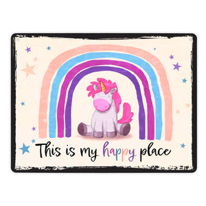 This is my happy place Metallschild mit niedlichem Einhorn