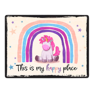 This is my happy place Metallschild mit niedlichem Einhorn