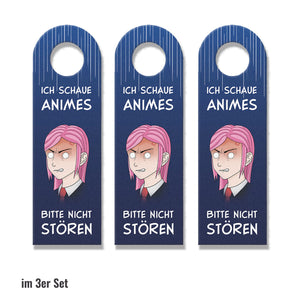 Ich schaue Animes oder Komm rein Türhänger mit Animemädchen Motiv