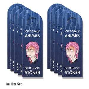 Ich schaue Animes oder Komm rein Türhänger mit Animemädchen Motiv