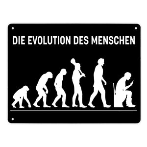 Die Evolution des Menschen Metallschild mit witzigem Motiv für die Toilette