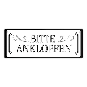 Bitte anklopfen Metallschild in Retro Optik