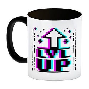 LVL UP Kaffeetasse mit witzigem Videospielmotiv