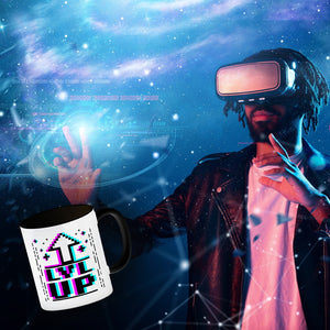LVL UP Kaffeetasse mit witzigem Videospielmotiv