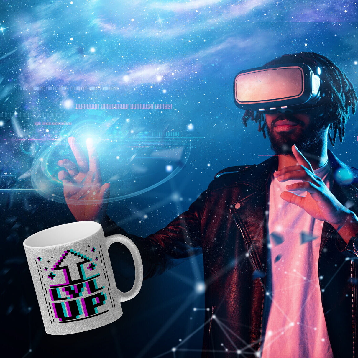 LVL UP Kaffeetasse mit witzigem Videospielmotiv