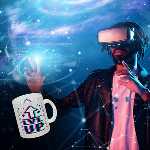LVL UP Kaffeetasse mit witzigem Videospielmotiv
