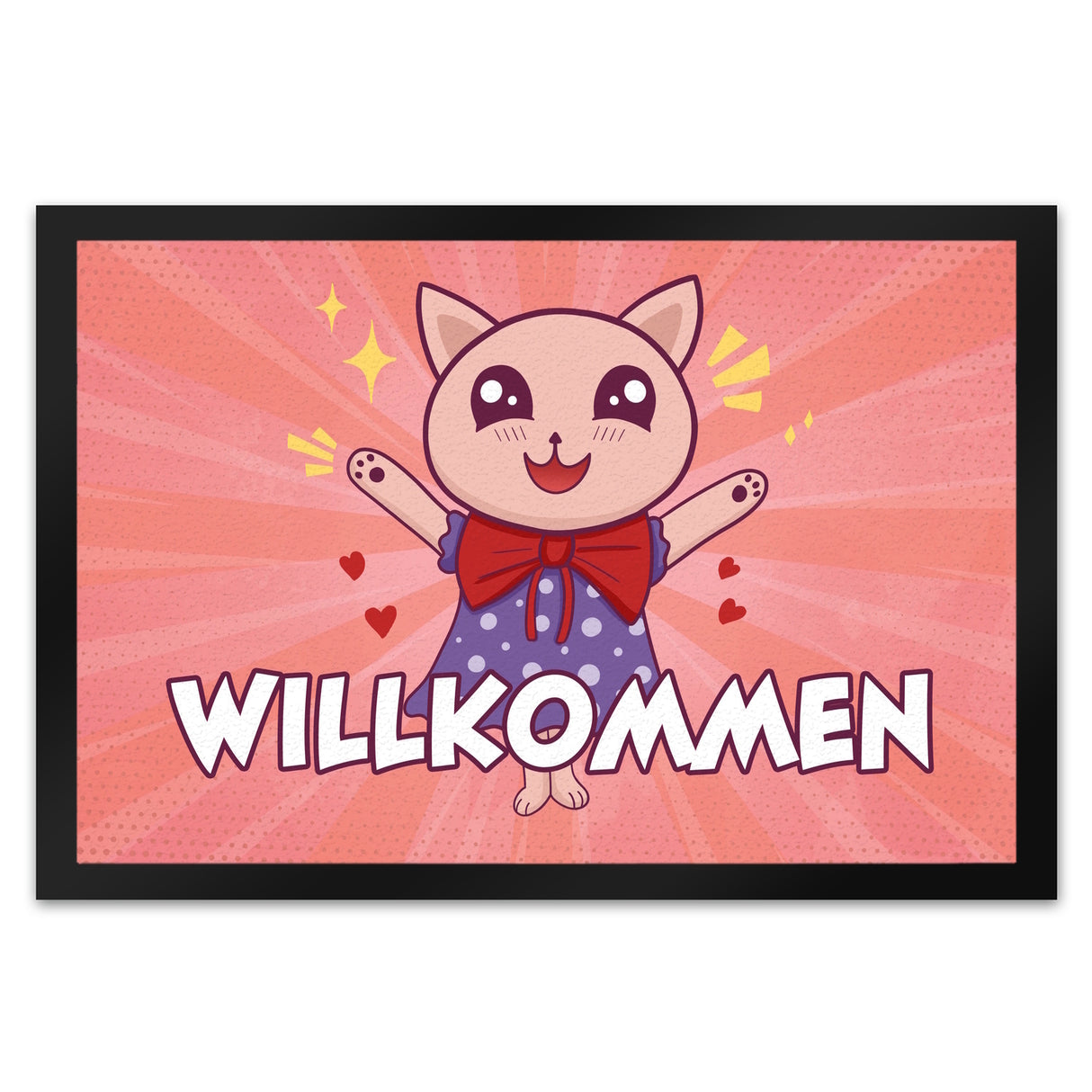 Willkommen Fußmatte mit süßem Manga Kätzchen