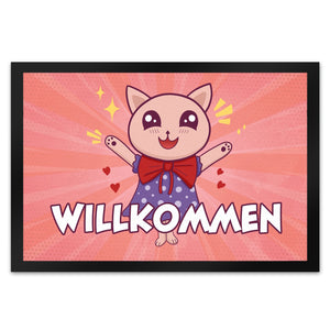 Willkommen Fußmatte mit süßem Manga Kätzchen