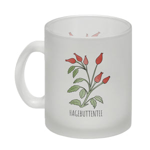 Hagebuttentee Teetasse mit Hagebuttenpflanze für Teetrinker