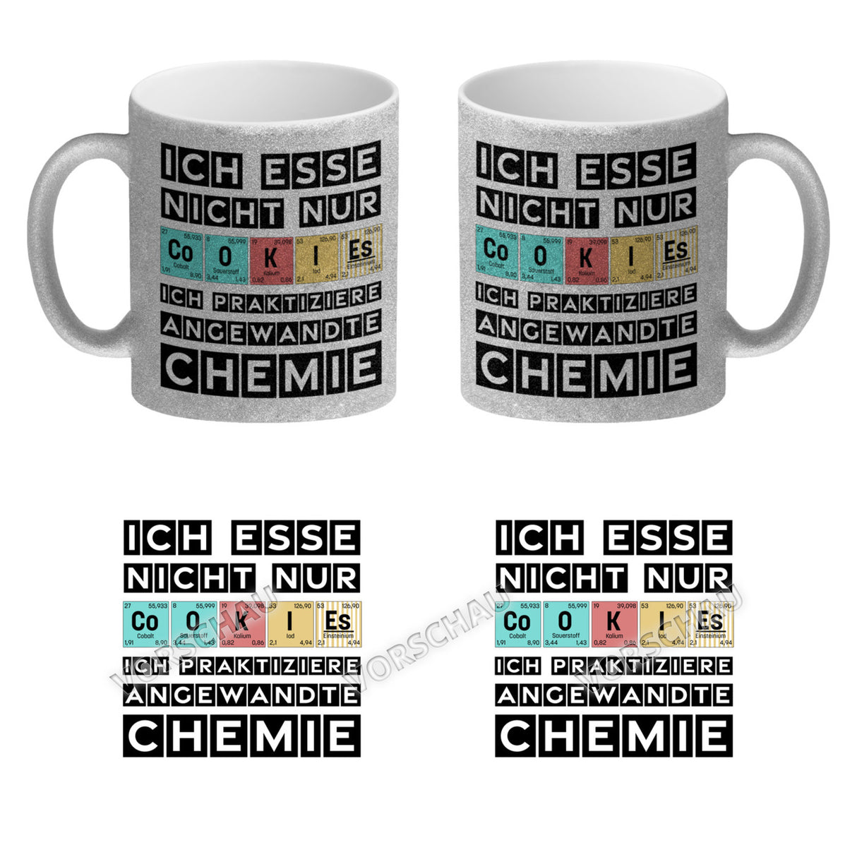 Cookies Kaffeetasse mit Spruch im Periodensystem für Chemiker