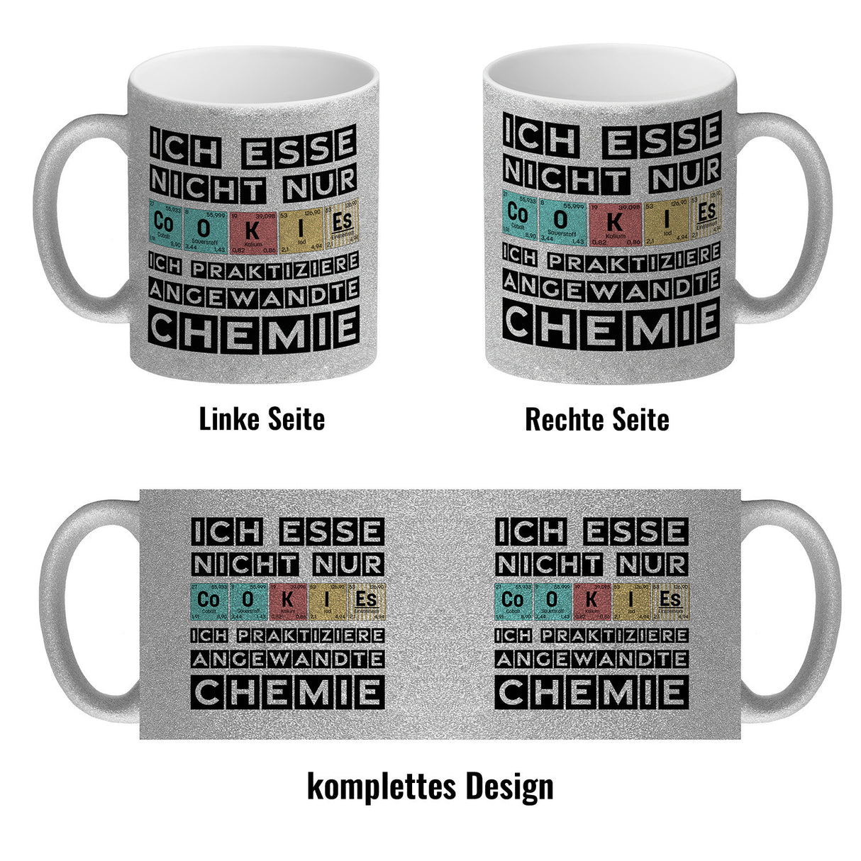 Cookies Kaffeetasse mit Spruch im Periodensystem für Chemiker