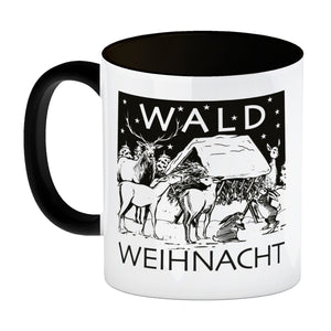 Kaffeebecher zum Thema Weihnachten im Wald -weiß
