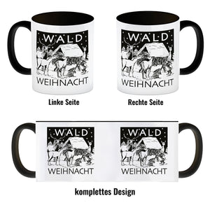 Kaffeebecher zum Thema Weihnachten im Wald -weiß