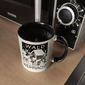 Kaffeebecher zum Thema Weihnachten im Wald -weiß