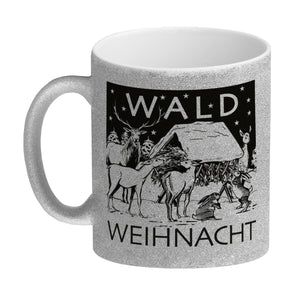 Kaffeebecher zum Thema Weihnachten im Wald -weiß