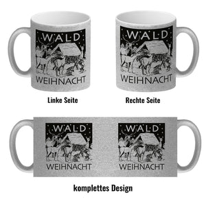 Kaffeebecher zum Thema Weihnachten im Wald -weiß