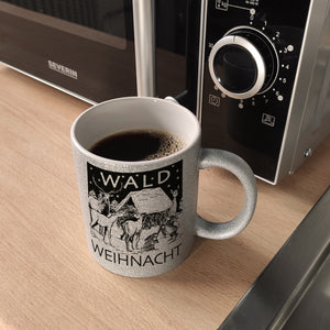 Kaffeebecher zum Thema Weihnachten im Wald -weiß