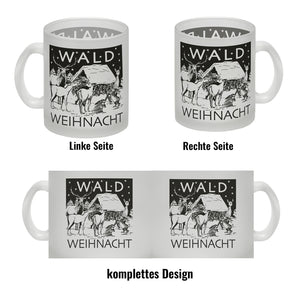 Kaffeebecher zum Thema Weihnachten im Wald -weiß
