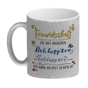 Kaffeebecher mit lustigem Spruch zu Freundschaft