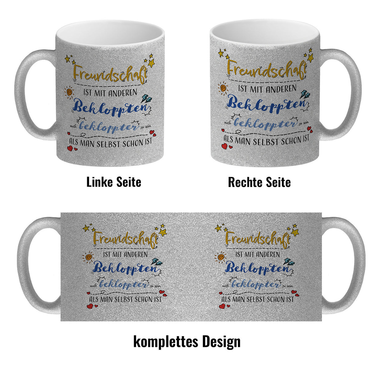 Kaffeebecher mit lustigem Spruch zu Freundschaft