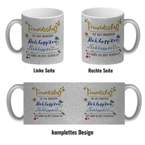 Kaffeebecher mit lustigem Spruch zu Freundschaft