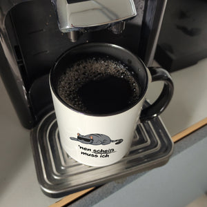 nen Scheiß muss ich Kaffeebecher mit coolem Katzen-Motiv