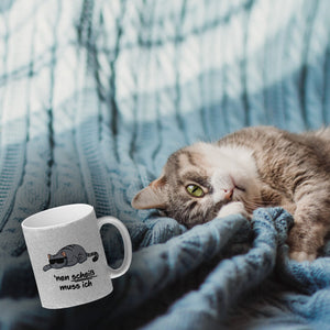 nen Scheiß muss ich Kaffeebecher mit coolem Katzen-Motiv
