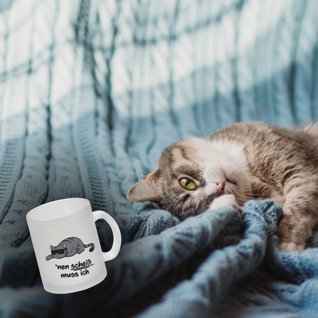 nen Scheiß muss ich Kaffeebecher mit coolem Katzen-Motiv