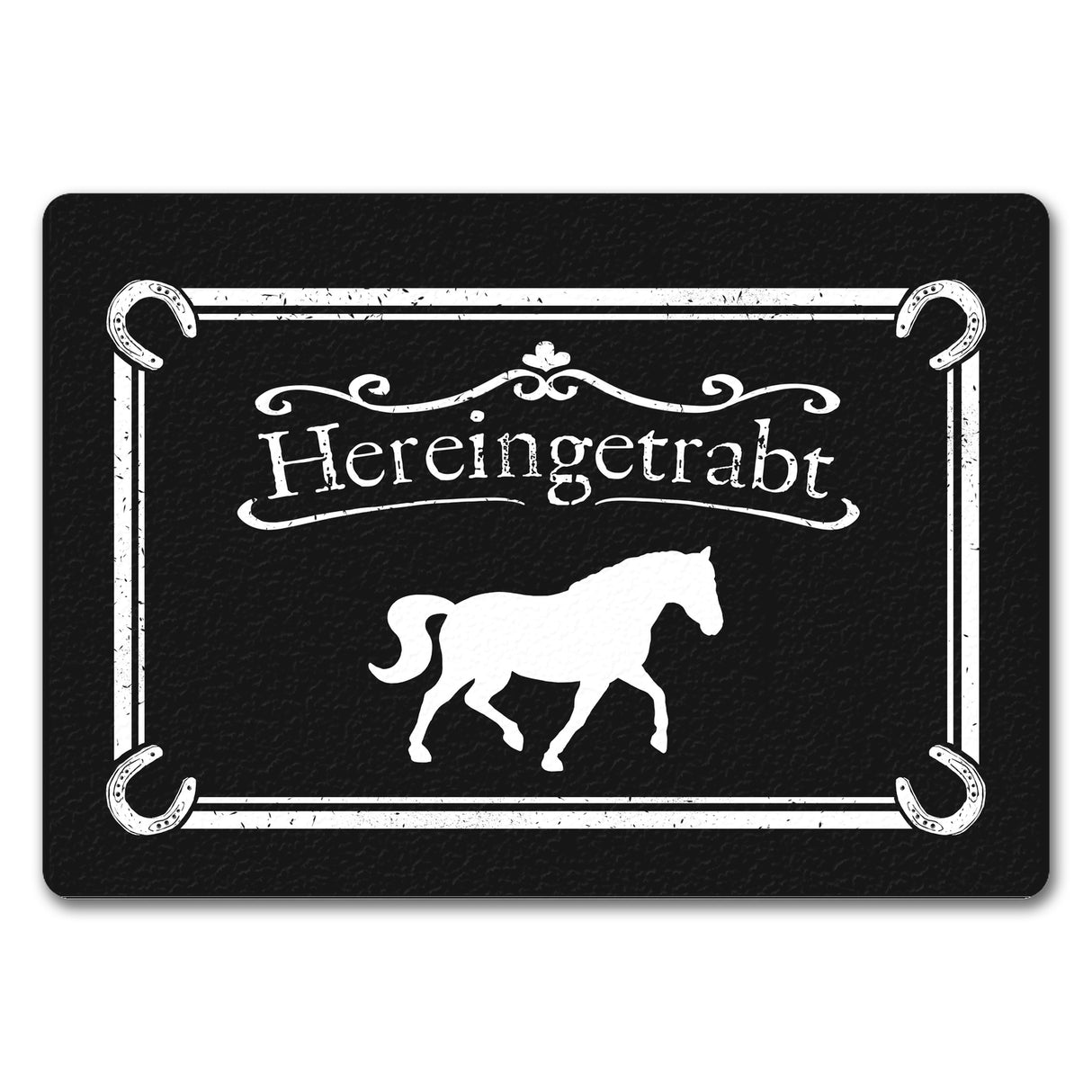 Hereingetrabt Pferde und Reiter Fußmatte in Dunkelgrau