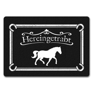 Hereingetrabt Pferde und Reiter Fußmatte in Dunkelgrau