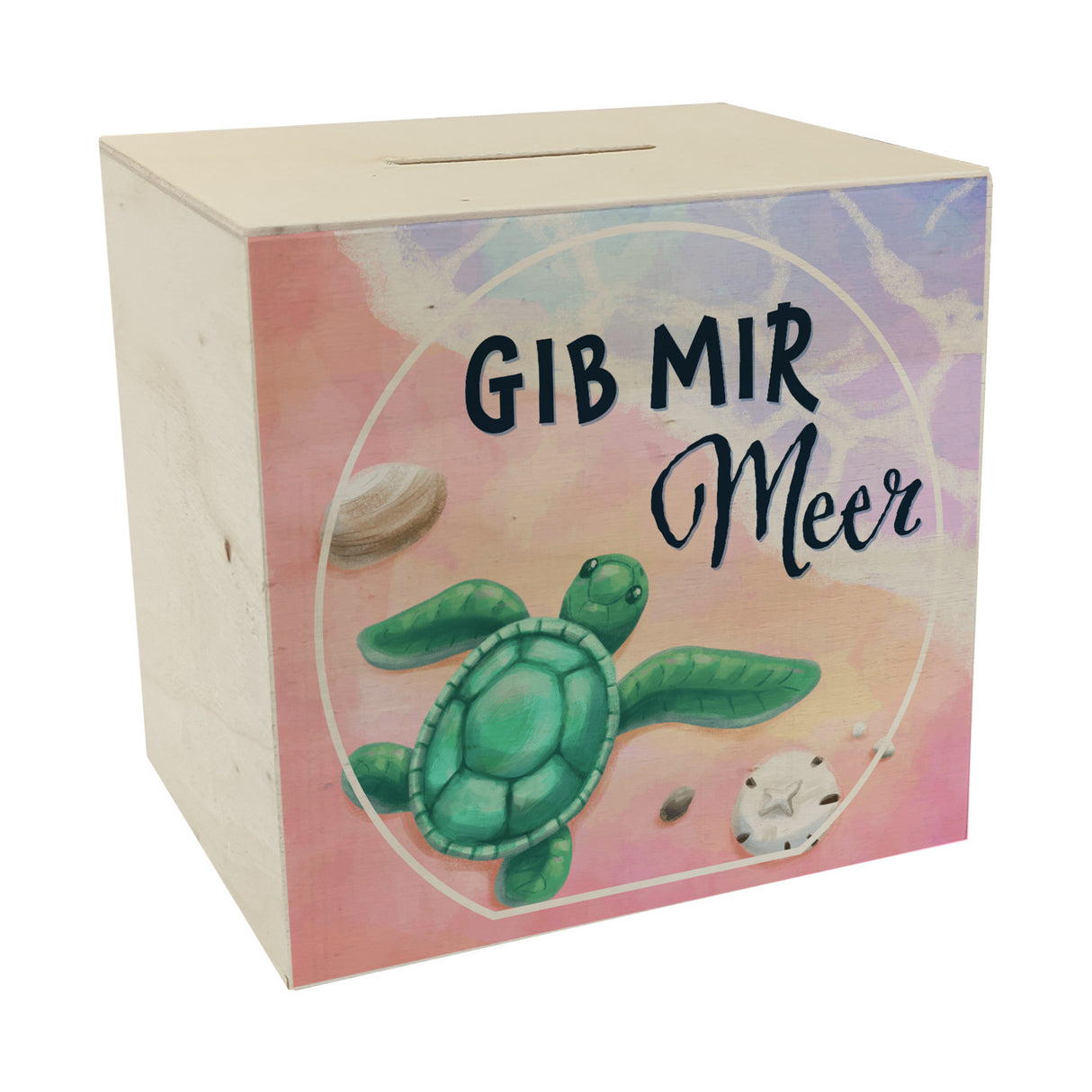 Gib mir Meer Spardose mit Meer- und Schildkröten-Motiv